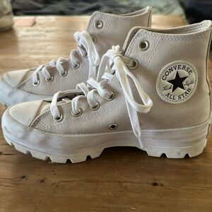 Cream Converse Platform High Tops